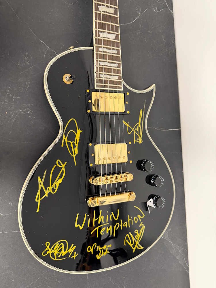 Within Temptation signed guitar close-up